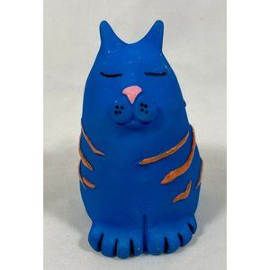 Vintage United Design Corp Blue Fat Cat Animal Collection Resin Figurine